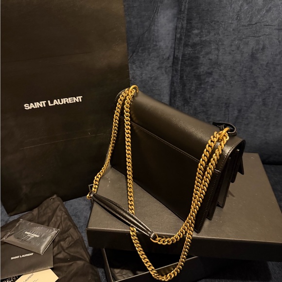Saint Laurent Black and Gold Crossbody Bag - Picture 5 of 16